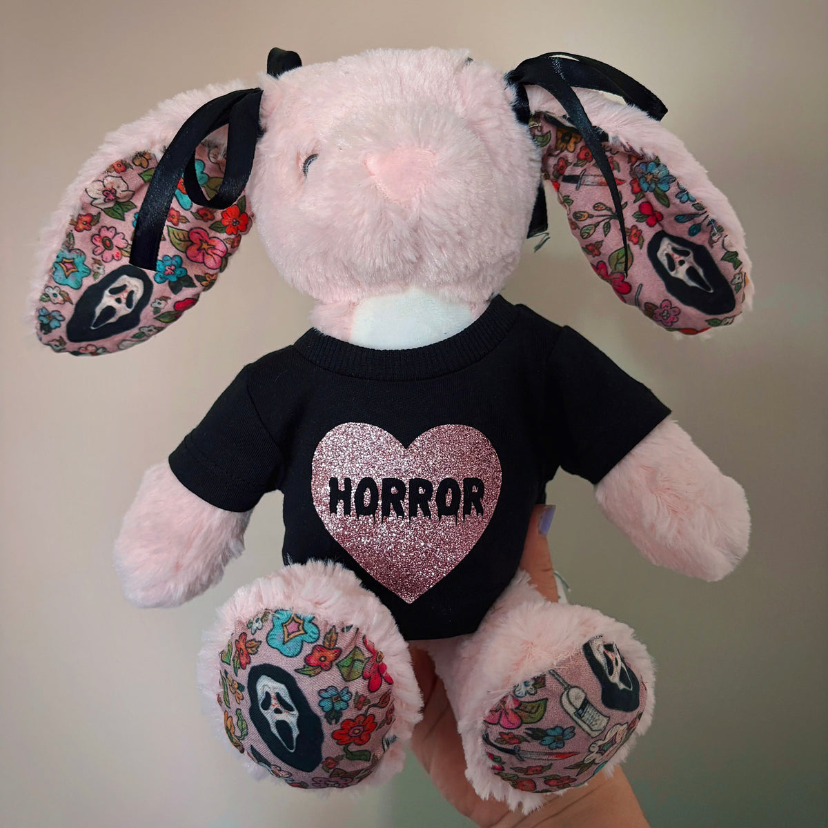 READY TO SHIP - Fabric Bunny - Ghostface - Pink