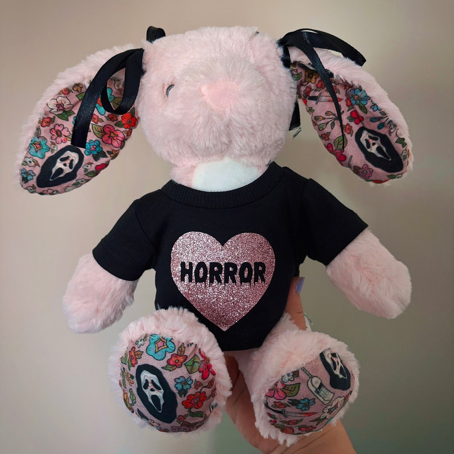 READY TO SHIP - Fabric Bunny - Ghostface - Pink