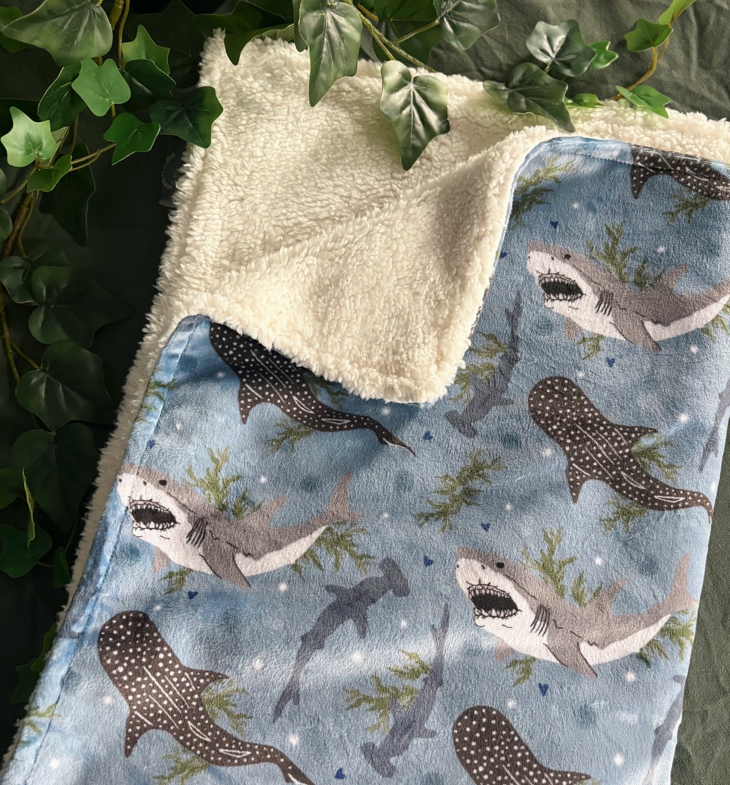 Sharks - Velvet/Sherpa Blanket (4 week turnaround time)
